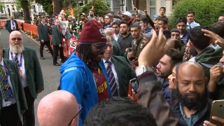 Cricket : West Indies fans dancing in the street celebrating opening win