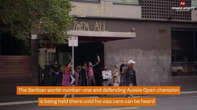 Tennis News : Djokovic supporters continue vigil outside of Melbourne detention hotel