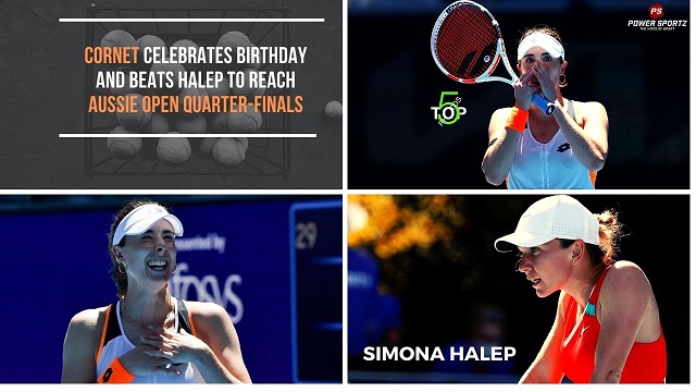 Australian Open : Cornet celebrates birthday and beats Halep to reach Aussie Open quarter-finals